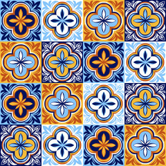 Italian ceramic tile pattern. Ethnic folk ornament.