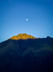 Moon on New Zealand Mountains