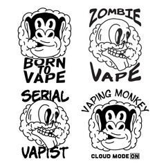 Vintage labels set with lettering composition on white background. T-shirt logo design.