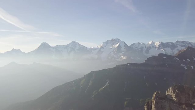 Flight along the Lobh &part;rner with Eiger, M &part;nch and Jungfrau in the background.