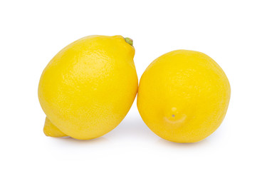 Closeup fresh lemon fruit isolated on white background, clipping path