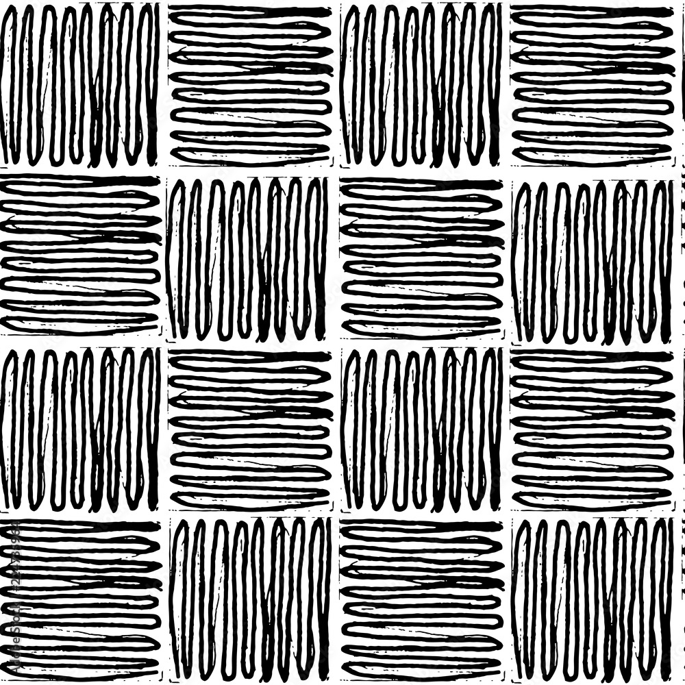 Wall mural vector seamless pattern of hand drawn squares enclosing lines.