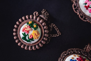 Turkish Handmade Copper Necklaces on Dark Background