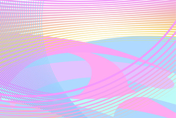 Abstract geometrical background, oval pink lines with blue and yellow coloures. Vector illustration.