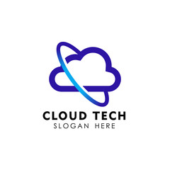 cloud tech logo design template vector icon
