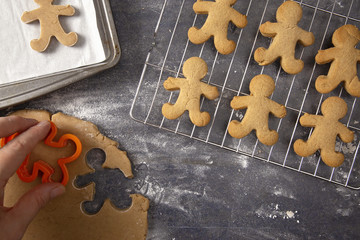 Gingerbread Cookie Dough Being Cut into People
