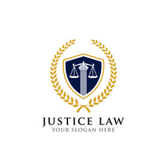 justice law badge logo design template. emblem of attorney logo vector design