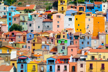 colorful houses in bosa italy