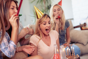 Friends having fun at birthday party