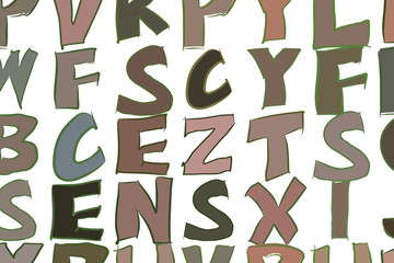 Abstract illustrations of alphabets letters, conceptual. Background, backdrop, texture & typography.