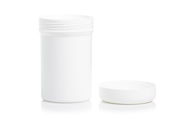 White jar cream on white background isolation