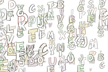 Abstract conceptual colorful alphabets letters. Vector, illustration, wallpaper & repeat.