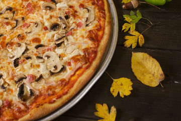 Traditional Italian Pizza with mushrooms