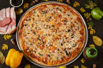 Traditional Italian Pizza with mushrooms