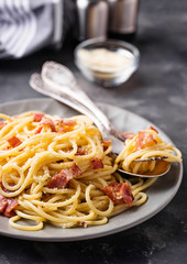 Pasta Carbonara with bacon and parmesan
