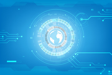 Cyber Security lock with the world for vector technology background