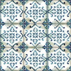 Rustic ceramic tile panel mixed media background - 224742135