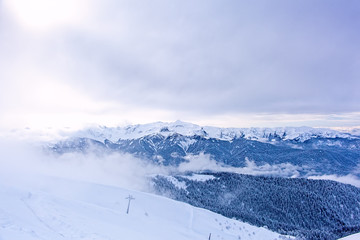 Obraz premium Fog in the Caucasus mountains.