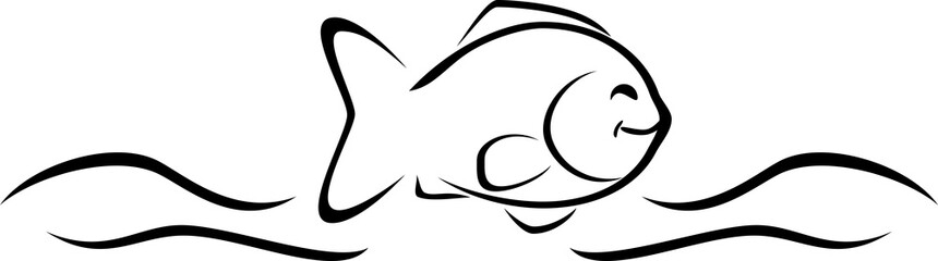 Smiling fish. Cartoon drawing for logo
