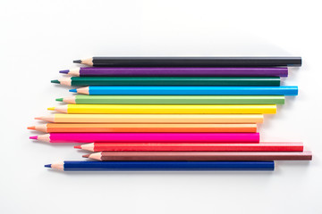 Color pencils isolated on white background.Close up.