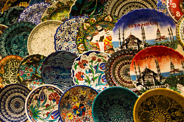 Ceramic tableware in the morning Bazaar