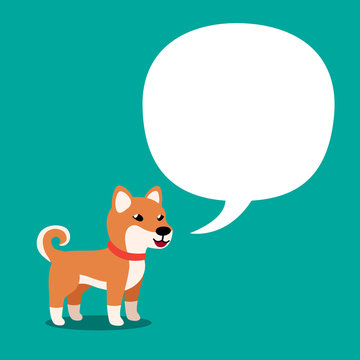 Vector cartoon character shiba inu dog and white speech bubble for design.