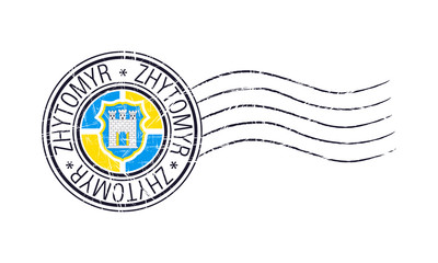 Zhytomyr city grunge postal rubber stamp