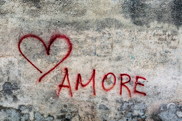 Amore written on an old Wall