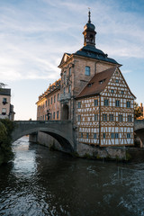 Fototapeta na wymiar The Old Town Hall of Bamberg, Germany, at sunset.