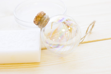 Spa and wellness setting with oil and wheat