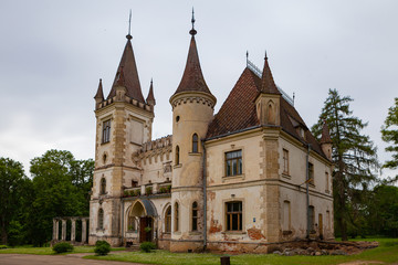 Fototapeta na wymiar Old mystic castle from fairy tales. Beautiful sight in Stameriena, Latvia.