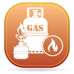 Camping stove with gas bottle icon