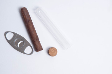 Cuban cigars on white background