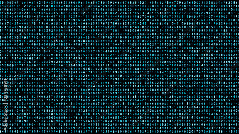 Fototapete Binary computer code Background. Digital background matrix. 3d rendering.