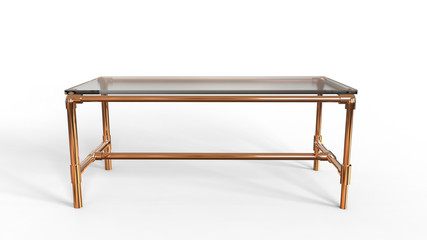 3D illustration of scaffolding built table on a