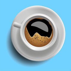Realistic coffee mug on top