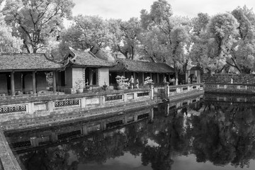 courtyard area in temple of literature this place is public place to visid (take by near infrared camera)