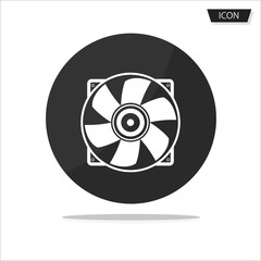 Computer cooler, PC hardware fan icon vector isolated on white background.