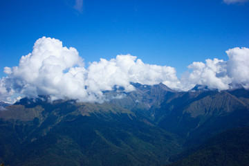 clouds over mountains