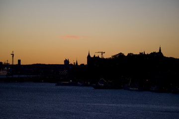 Stockholm in morning sun at sunset