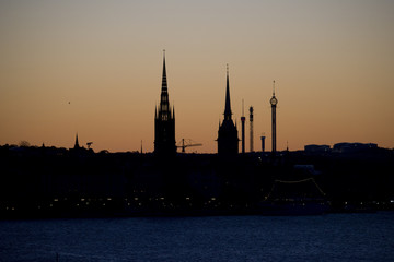 Stockholm in morning sun at sunset