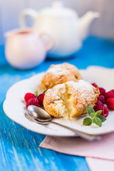 Fried ice cream with raspberries