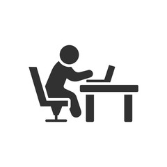 Fototapeta na wymiar Man sit at desk with laptop