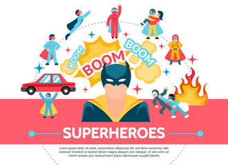 Flat Superheroes Concept