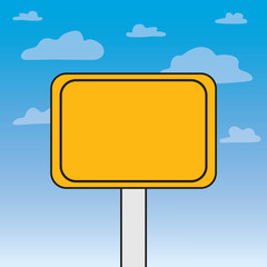 blank yellow billboard against blue sky- vector illustration