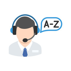 interpreter in headphones with microphone