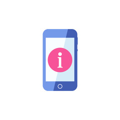Smartphone icon, Cellphone, handphone icon with information sign. Smartphone icon and about, faq, help, hint symbol