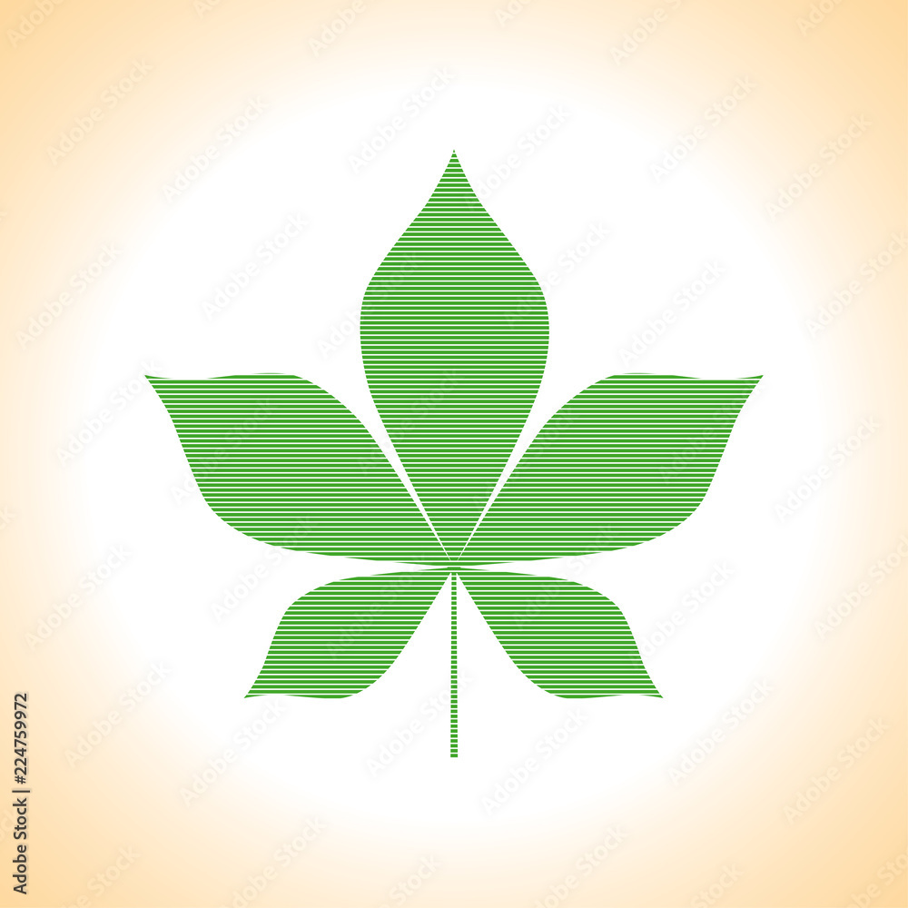 Wall mural leaf of a chestnut tree in a green line. vector leaf of the tree.