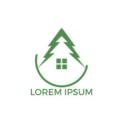 Green House Logo Design. Eco House Vector Logo Design.