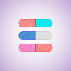 Medicines. Medicinal tablets. Tables with lines.